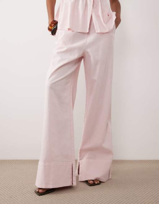 YAS wide leg pants in pale pink (part of a set), 3 of 5
