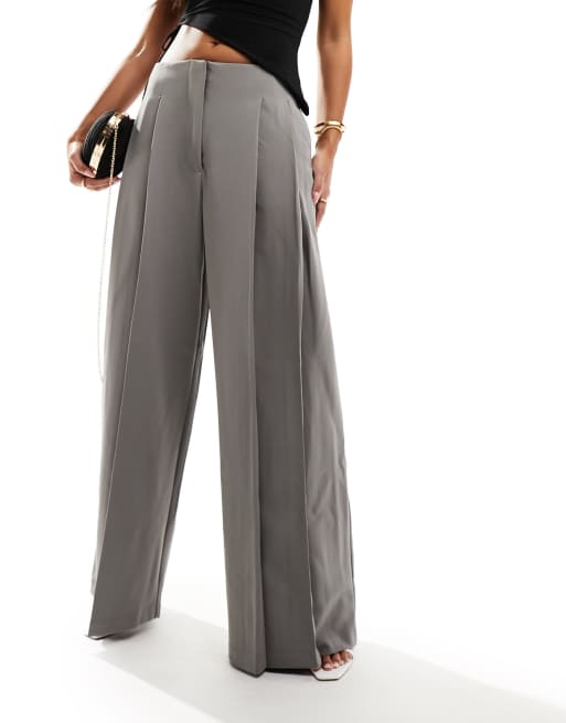 Asos design wide leg trousers with pleat detail hotsell