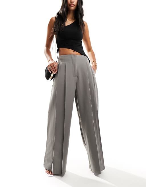 Asos design wide leg 2024 trousers with pleat detail