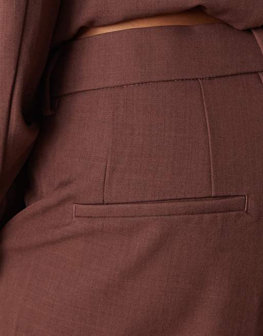 YAS wide leg tailored pants in burgundy melange - part of a set, 3 of 5