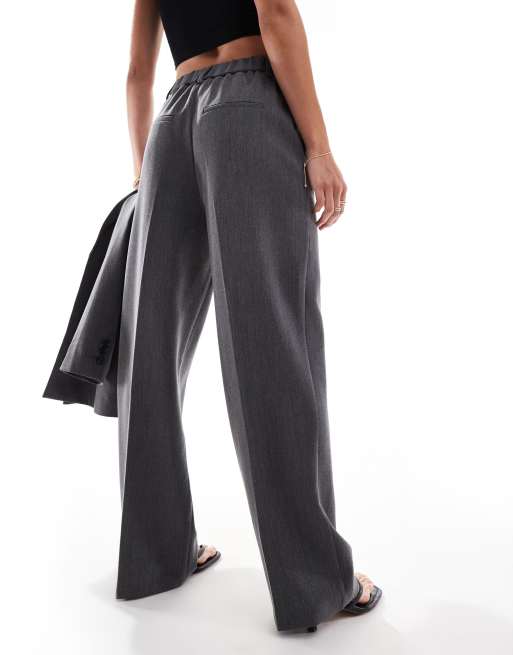 YAS wide leg tailored pants in dark gray melange - part of a set, 5 of 5