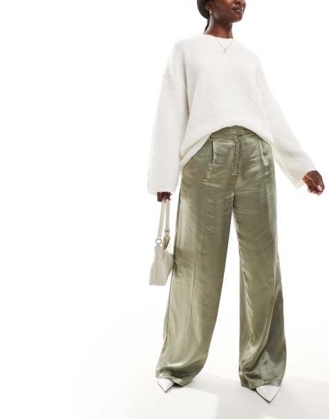 YAS wide leg trouser in green - view 1