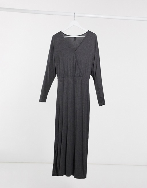 Y.A.S Winea wrap front maxi dress in grey