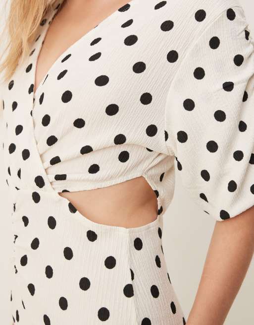 white christmas dresses Mesh Polka Dot Lace Detail Maxi Dress for Women in Cream