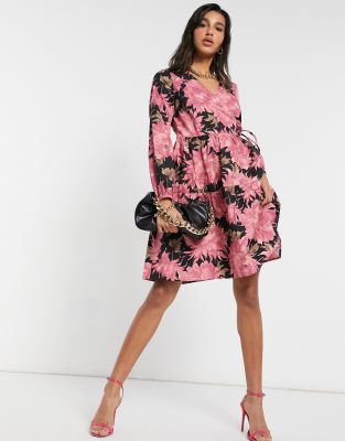 pink and black floral dress