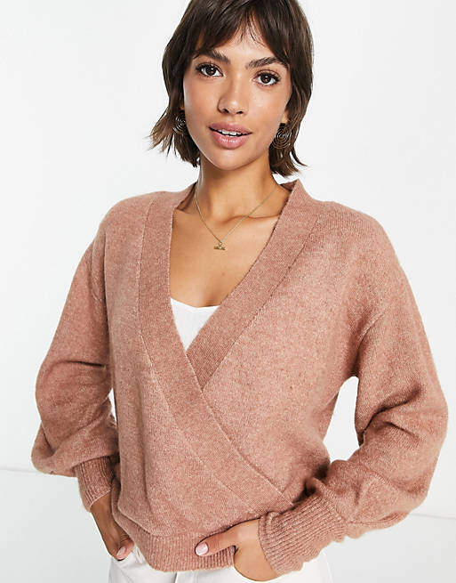 Y.A.S wrap front jumper in camel
