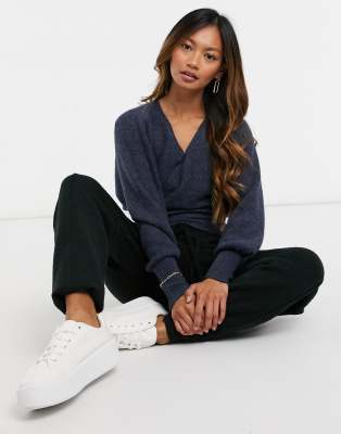 navy wrap jumper