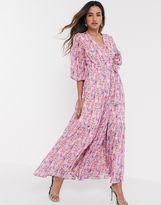 Y.A.S wrap maxi dress with open back in bold floral