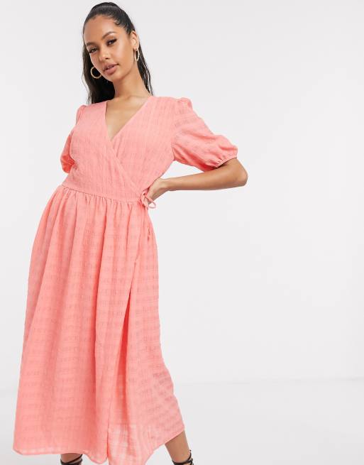 Peach midi dress with sleeves hotsell