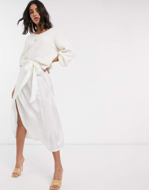 White silk wrap on sale skirt