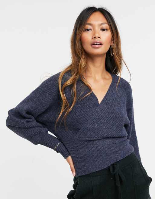 Navy 2025 wrap sweater