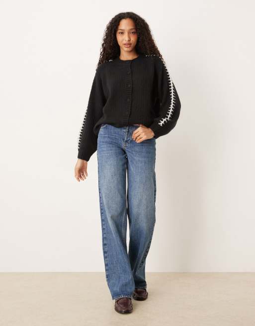YAS - Zacht vest met contrasterende stiksels in zwart, 3 van 4