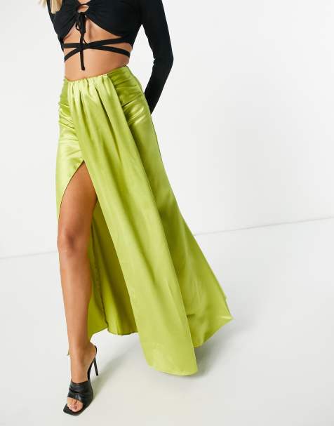 asos green maxi skirt