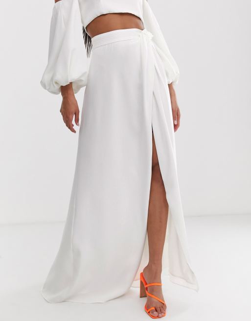 White high 2025 waisted maxi skirt