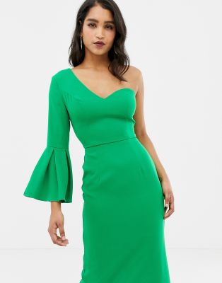 asos green ruffle dress