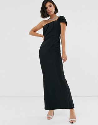 one sleeve black maxi dress