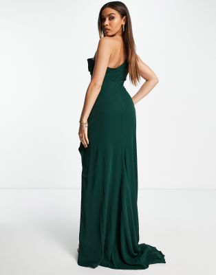 emerald green one shoulder gown