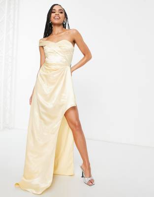 One Shoulder Champagne Dress