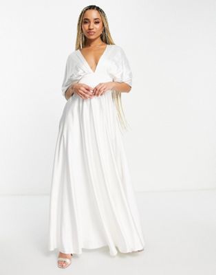 Yaura pleated drape maxi dress in ivory - ASOS Price Checker