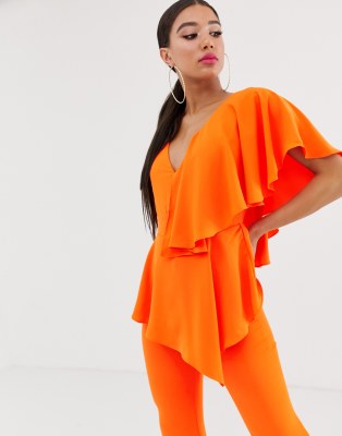 orange plunge jumpsuit