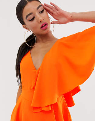 orange plunge jumpsuit