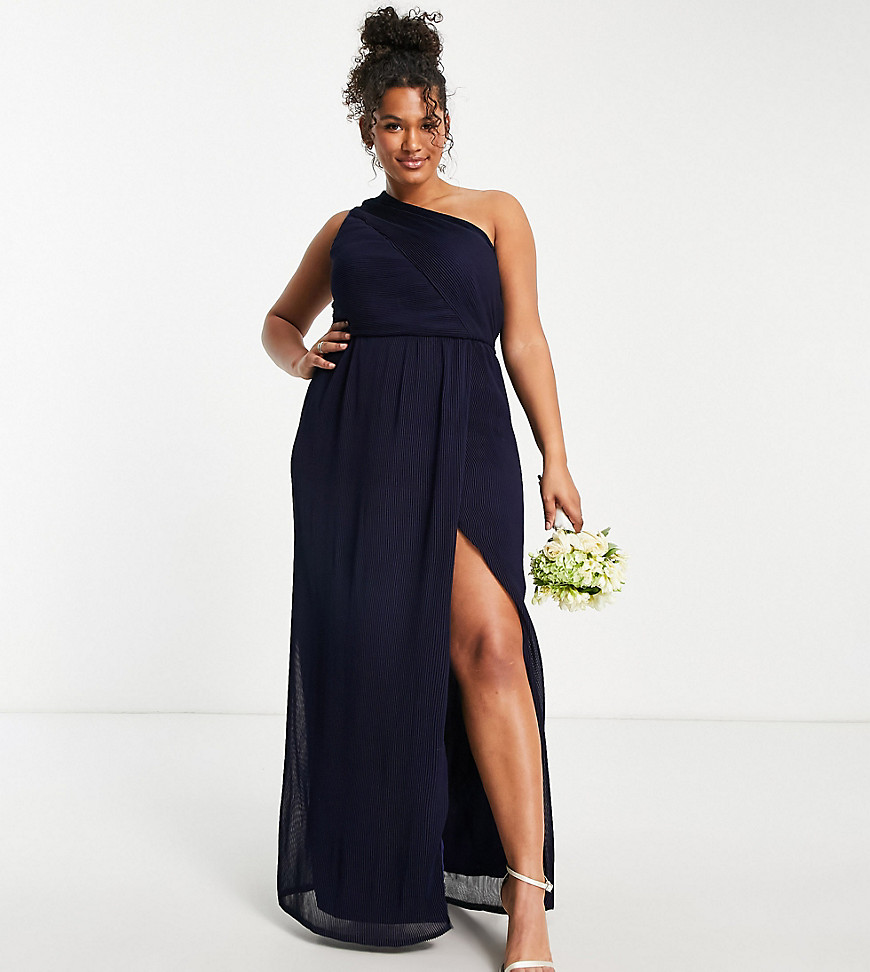 Plus-size dress by Yaura Love at first scroll Asymmetric neck One-shoulder style Thigh split Regular fit