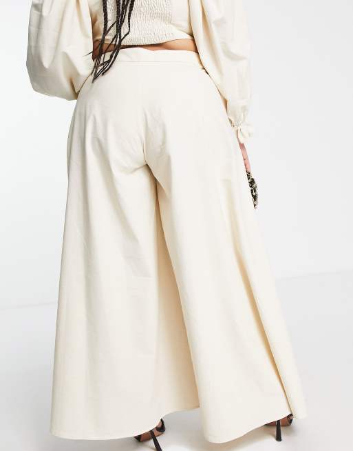 Yaura Plus - Broek met wijde pijpen in parelmoer, deel van co-ord set, 2 van 4
