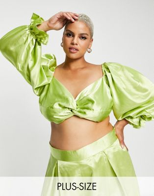 crop top in olive - part of a set-Green