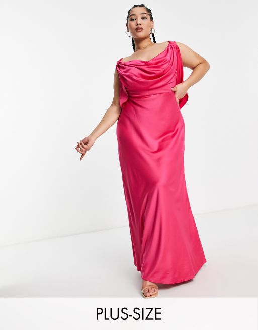 Yaura Plus – Drapiertes Maxikleid mit Säulenschnitt in Rosa