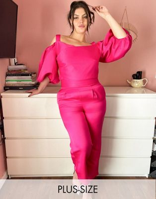 Yaura Plus tailored trouser co-ord in hot pink - ASOS Price Checker
