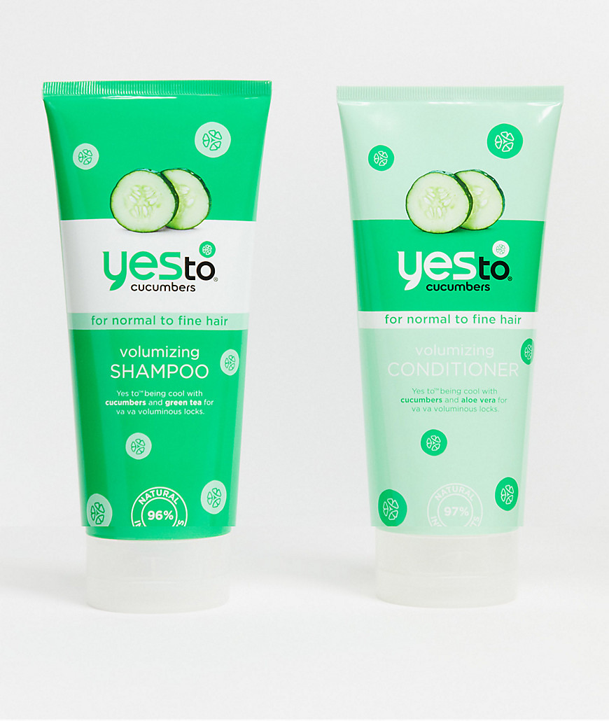 Yes to – Cucumber – Set med schampo och balsam för mer volym (2 x 280 ml)-Ingen färg