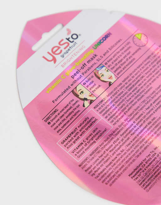 Yes To Grapefruit - Unicorn - Maschera monodose peel-off illuminante con Vitamin C e pompelmo, 4 di 4