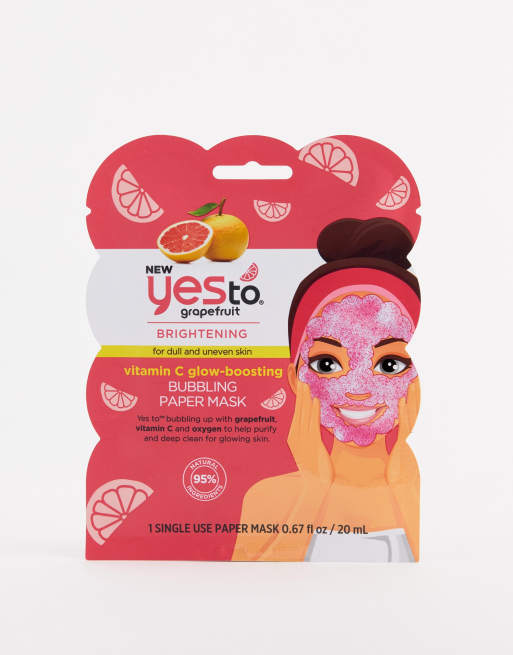 Yes To - Masque en tissu à bulles au pamplemousse - Utilisation unique