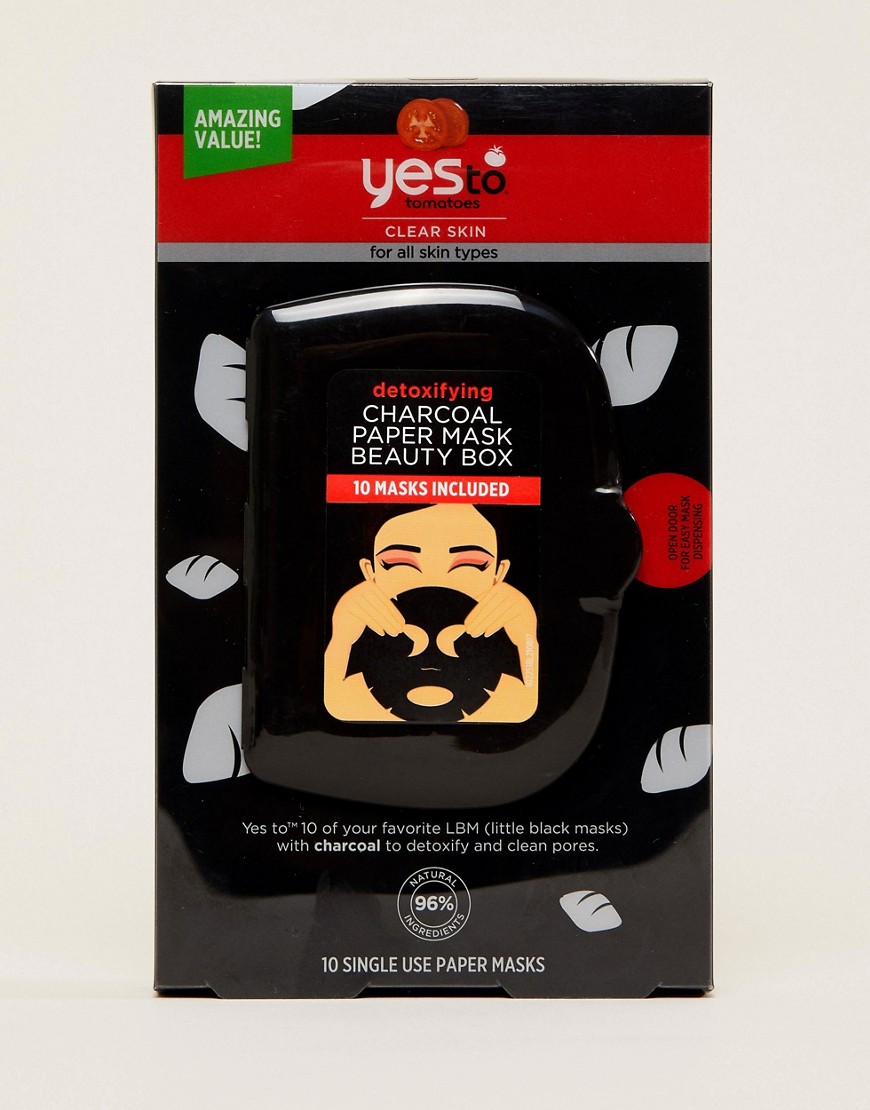 Yes to Tomatoes – Beauty box med avgiftande ansiktsmask i papper med träkol-Ingen färg