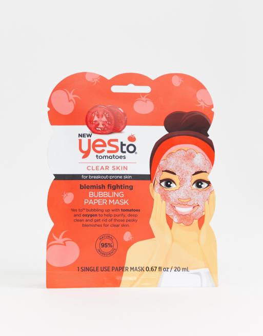 Yes To – Tomatoes Blemish Fighting Bubbling Mask - Maska w płacie do twarzy – Jednorazowego użytku