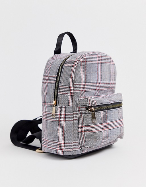 Yoki Fashions tartan check print backpack