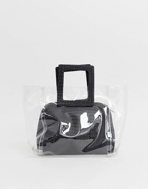 Yoki plastic strucuted tote bag with insert