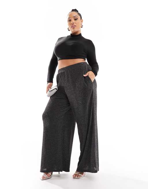 Your wide leg glitter pants in black