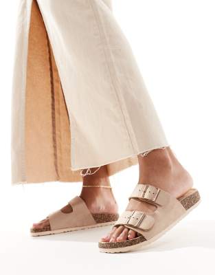 Yours 2 strap sandals in neutral | ASOS
