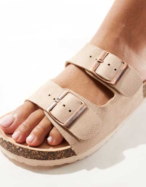Yours 2 strap sandals in neutral | ASOS