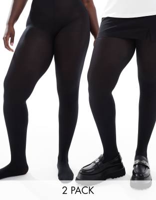 Yours – 2er Pack Strumpfhosen in Schwarz, 70 Denier