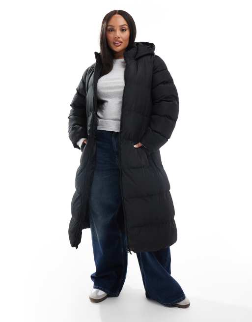 Yours 3 in 1 long line padded coat gilet in black