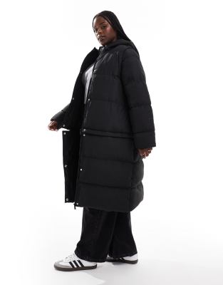 3 in 1 long line padded coat vest in black