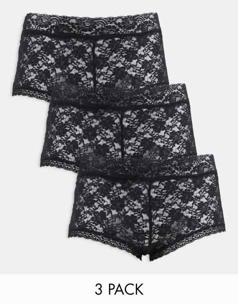 Yours 3 pack lace shorts in black - view 1
