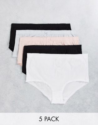 Yours 5 pack briefs in black, beige and grey