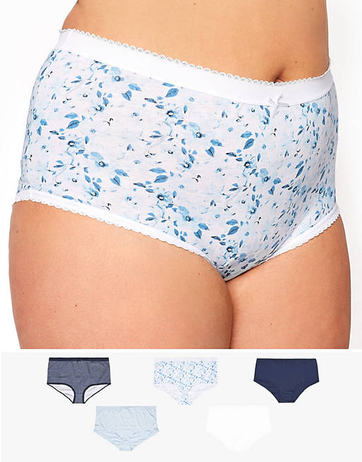 Yours 5 pack briefs in blue floral