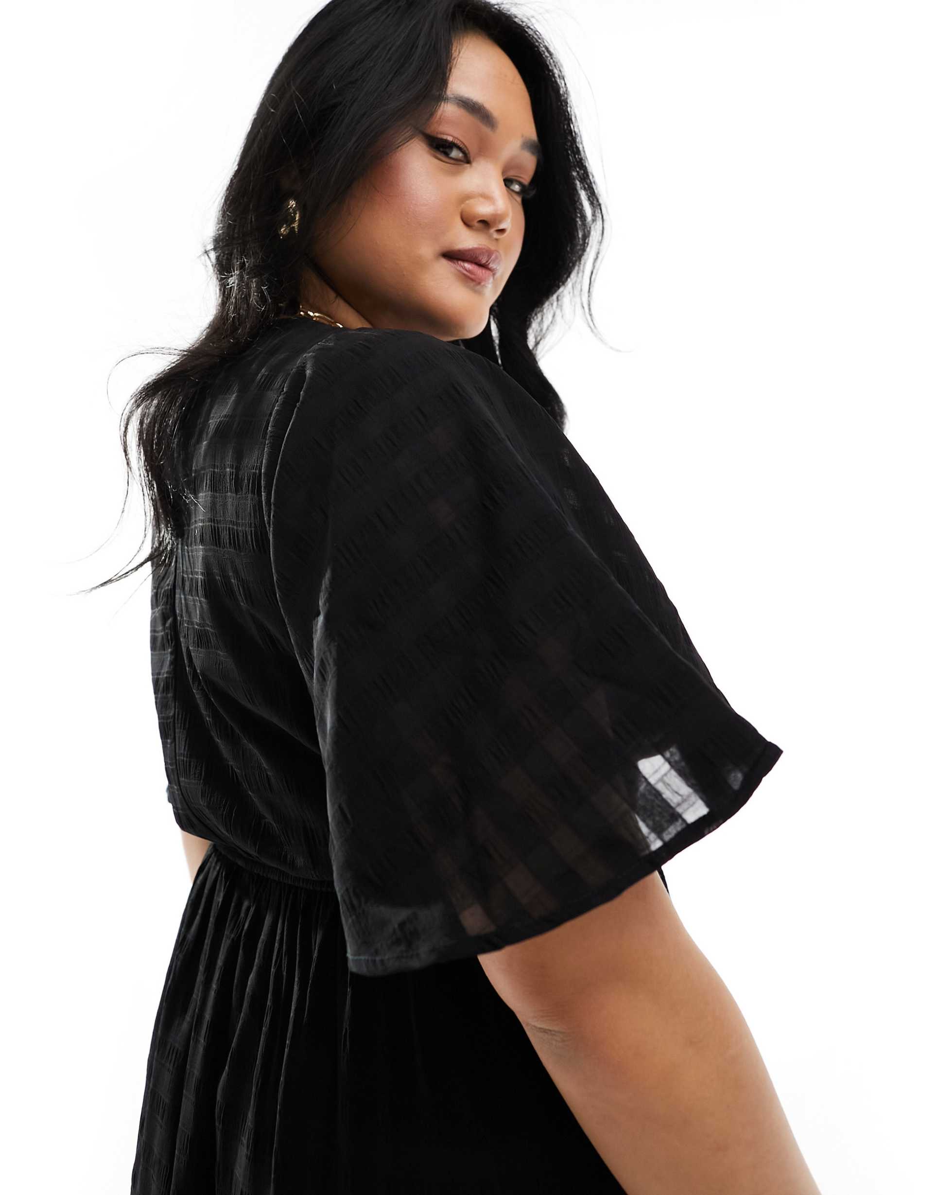 yours angel sleeve midi dress in black
