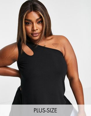 Yours asymetric cut out cami top in black - ASOS Price Checker