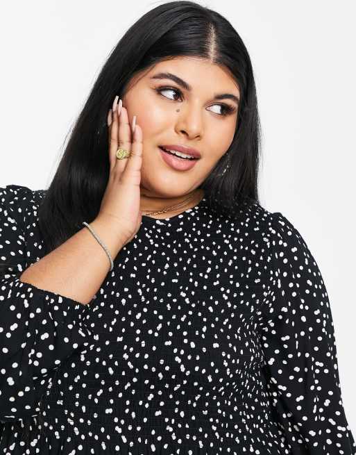 Yours balloon sleeve blouse in black polka dot, 3 of 4