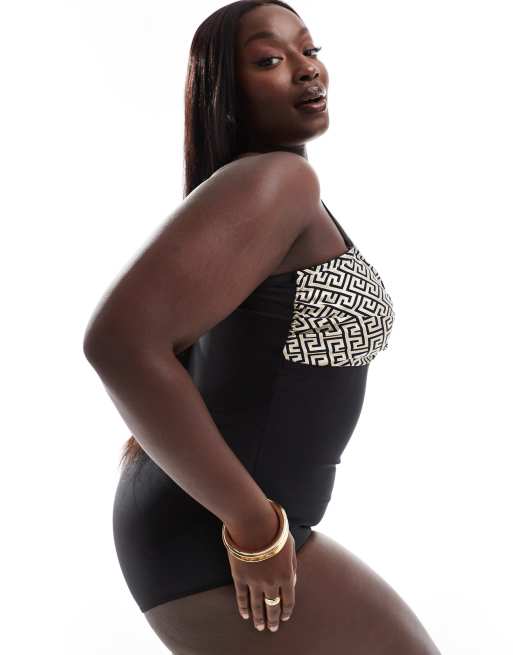 Plus size bandeau swimsuit hotsell